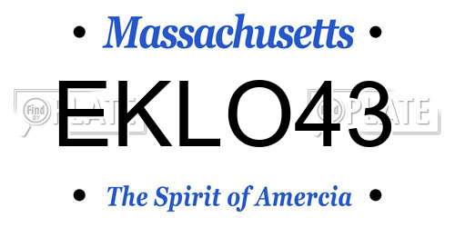 EKLO43 Massachusetts License Plate