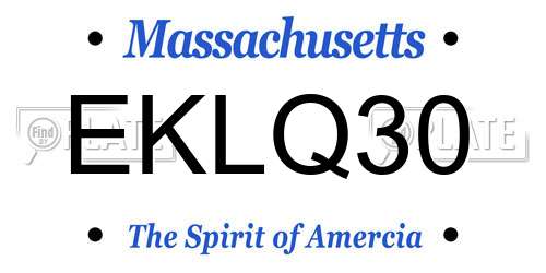 EKLQ30 Massachusetts License Plate