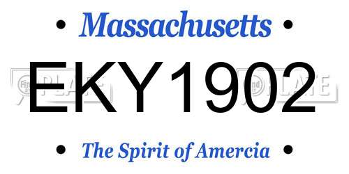 EKY1902 Massachusetts License Plate