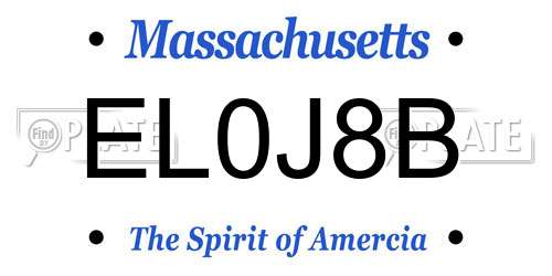 EL0J8B Massachusetts License Plate