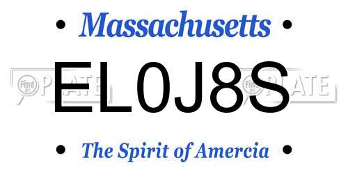 EL0J8S Massachusetts License Plate