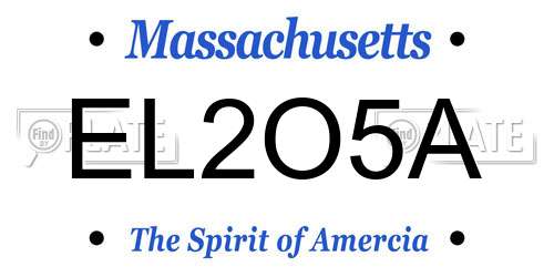 EL2O5A Massachusetts License Plate
