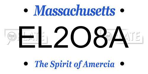 EL2O8A Massachusetts License Plate