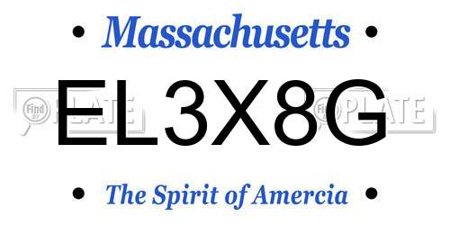 EL3X8G Massachusetts License Plate