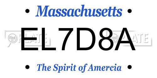 EL7D8A Massachusetts License Plate