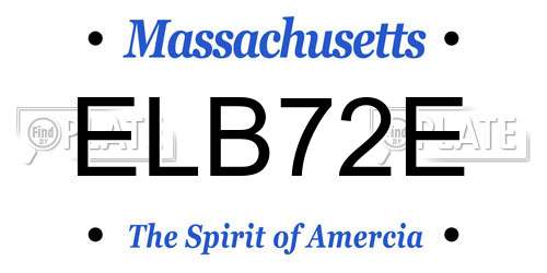 ELB72E Massachusetts License Plate
