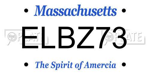 ELBZ73 Massachusetts License Plate