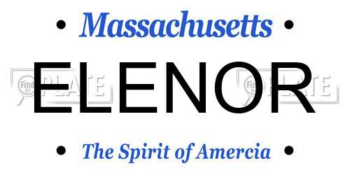 ELENOR Massachusetts License Plate