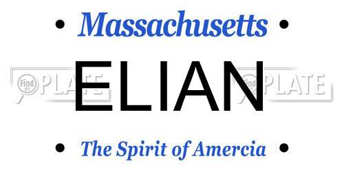ELIAN Massachusetts License Plate