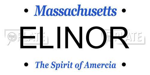 ELINOR Massachusetts License Plate