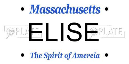 ELISE Massachusetts License Plate