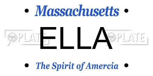 ELLA Massachusetts License Plate