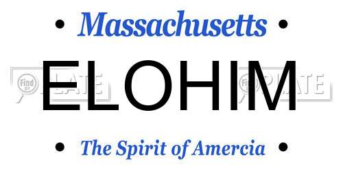 ELOHIM Massachusetts License Plate