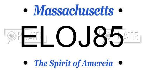 ELOJ85 Massachusetts License Plate