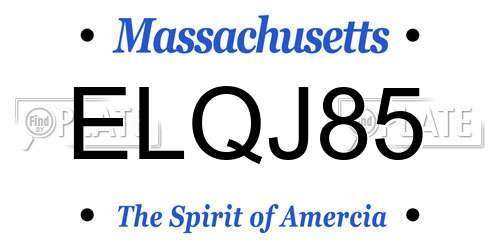 ELQJ85 Massachusetts License Plate