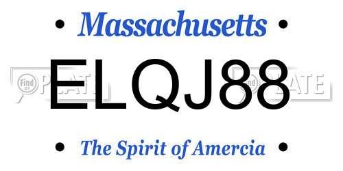 ELQJ88 Massachusetts License Plate