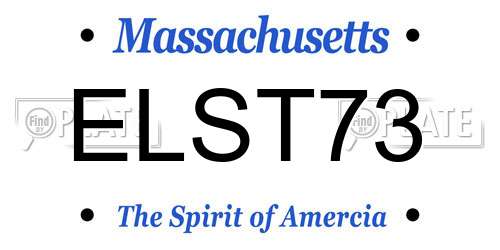 ELST73 Massachusetts License Plate