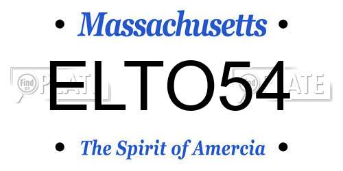ELTO54 Massachusetts License Plate