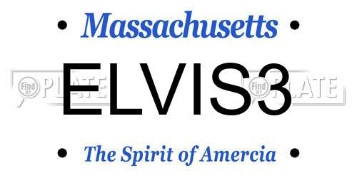 ELVIS3 Massachusetts License Plate