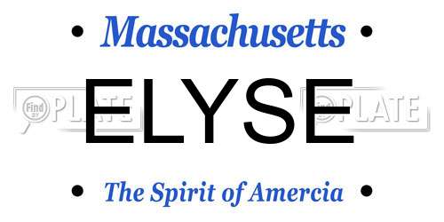 ELYSE Massachusetts License Plate