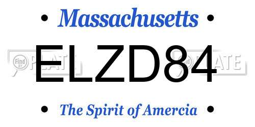 ELZD84 Massachusetts License Plate