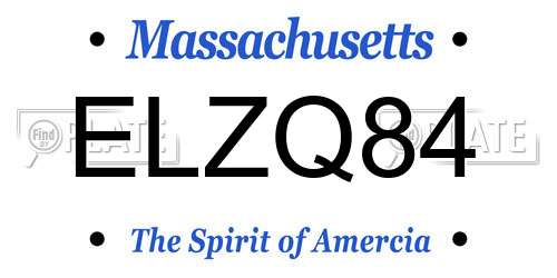 ELZQ84 Massachusetts License Plate