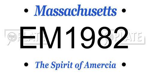 EM1982 Massachusetts License Plate