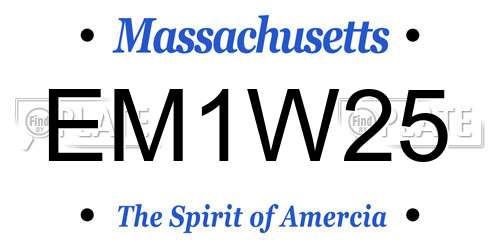 EM1W25 Massachusetts License Plate