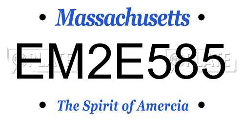 EM2E585 Massachusetts License Plate