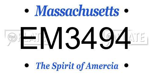 EM3494 Massachusetts License Plate