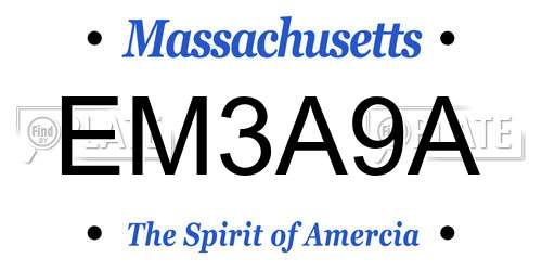 EM3A9A Massachusetts License Plate