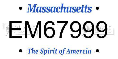 EM67999 Massachusetts License Plate