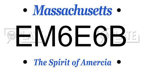 EM6E6B Massachusetts License Plate