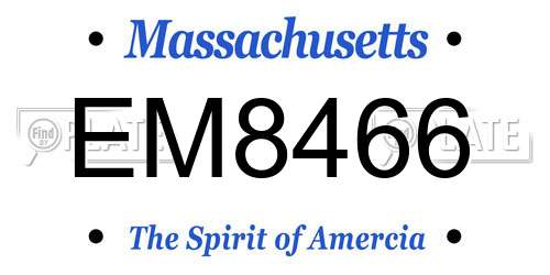 EM8466 Massachusetts License Plate