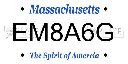 EM8A6G Massachusetts License Plate