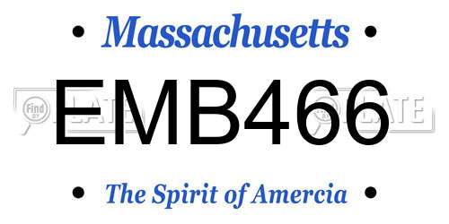 EMB466 Massachusetts License Plate
