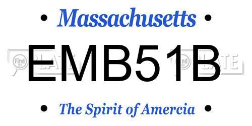 EMB51B Massachusetts License Plate