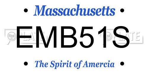 EMB51S Massachusetts License Plate