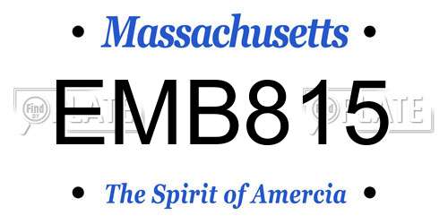 EMB815 Massachusetts License Plate