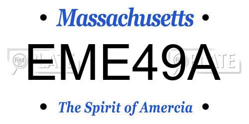 EME49A Massachusetts License Plate