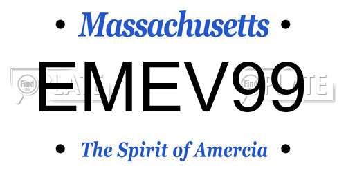 EMEV99 Massachusetts License Plate