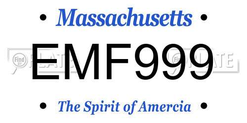 EMF999 Massachusetts License Plate