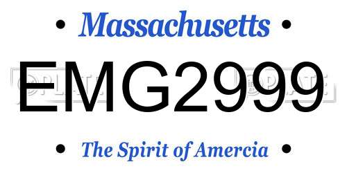 EMG2999 Massachusetts License Plate