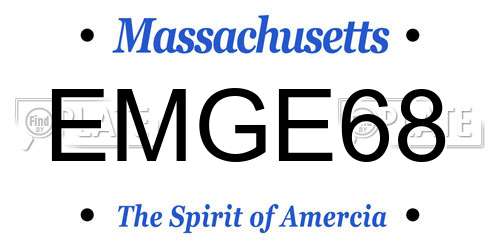 EMGE68 Massachusetts License Plate