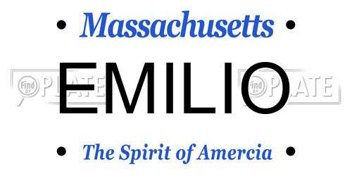 EMILIO Massachusetts License Plate