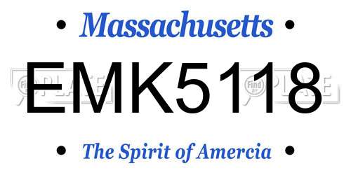 EMK5118 Massachusetts License Plate
