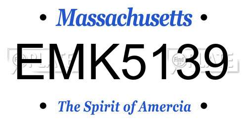 EMK5139 Massachusetts License Plate