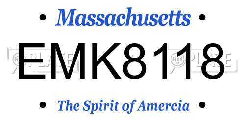 EMK8118 Massachusetts License Plate