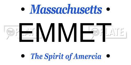 EMMET Massachusetts License Plate