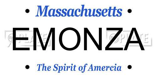 EMONZA Massachusetts License Plate